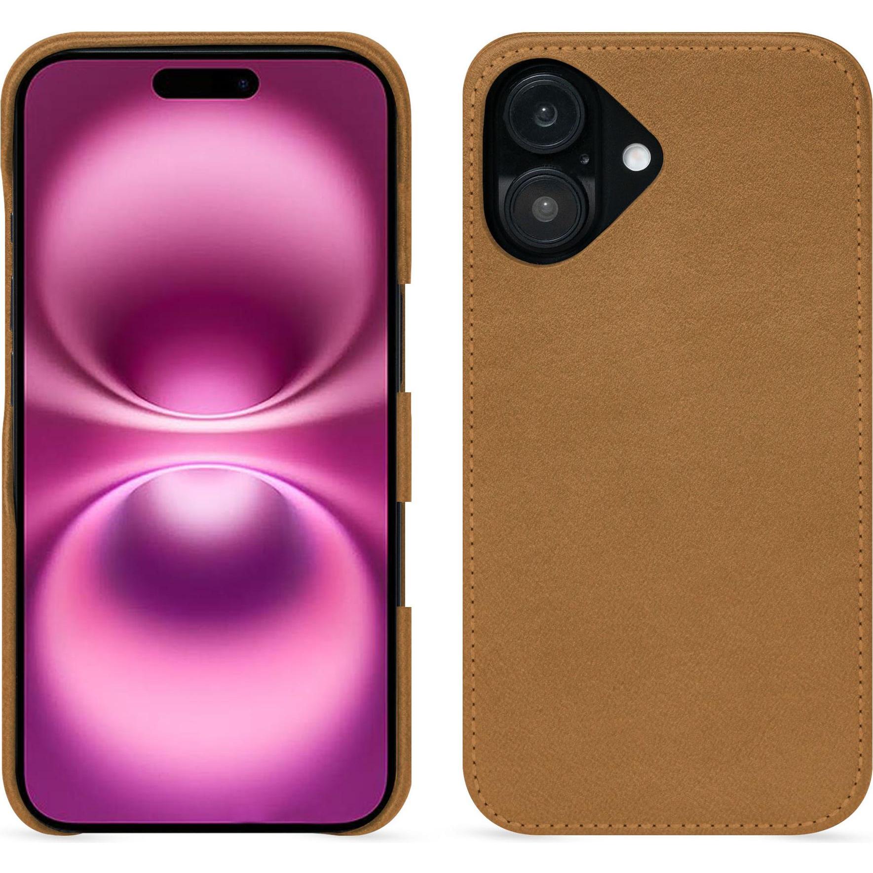 Noreve Lederschutzhülle (Apple iPhone 16 Plus), Smartphone Hülle, Braun