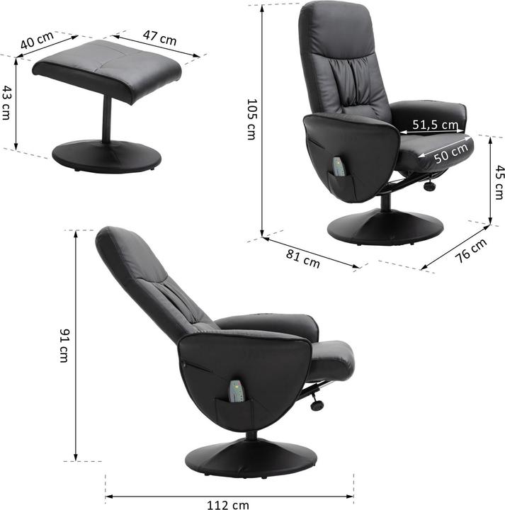 Actual product image Homcom Massage chair with footstool and remote control
