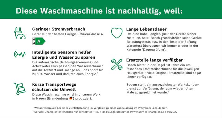 Nutritional values and ingredients Bosch Hausgeräte WGB256A40 (10 kg, Left)