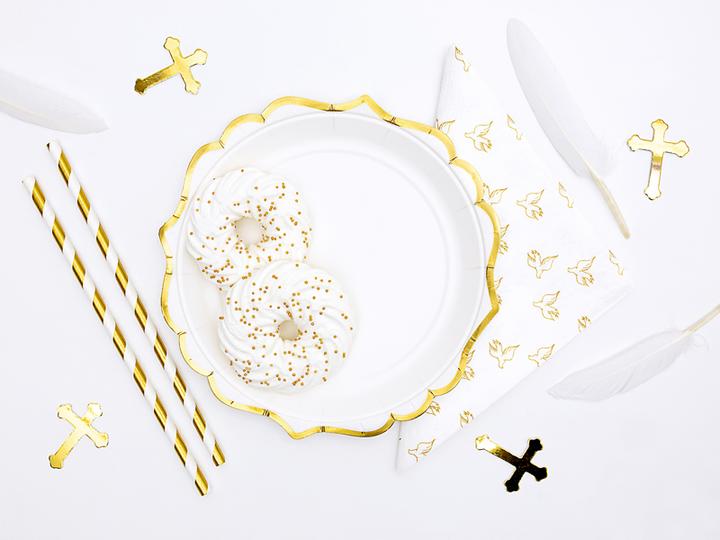 Produktbild Partydeco Pappteller - Weiss mit Goldrand 18cm (6 Stk.) (6 x)