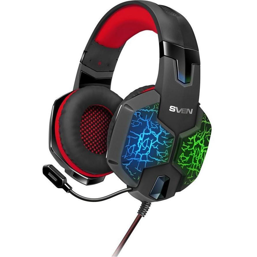 Sven Headphone with microphone AP-U988MV (Cablato), Cuffie da gaming, Rosso, Nero