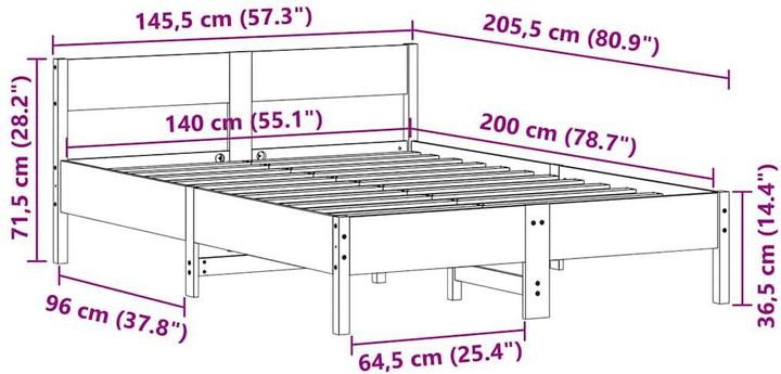 Actual product image vidaXL Bettgestell (140 x 200 cm)