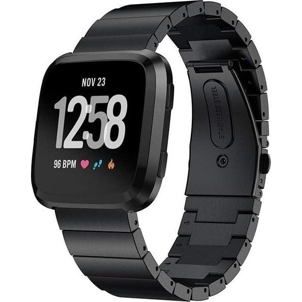 Strap-it Armband (Edelstahl, Versa 2), Uhrenarmband, Schwarz