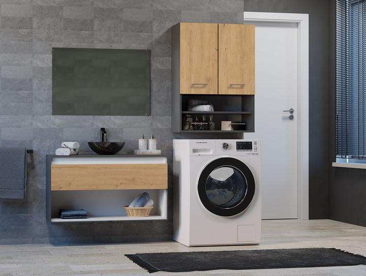 Productafbeelding Topeshop Wasmachinekast POLA MINI DK 64x30xH90 antraciet|artisan (64 x 30 x 90 cm)
