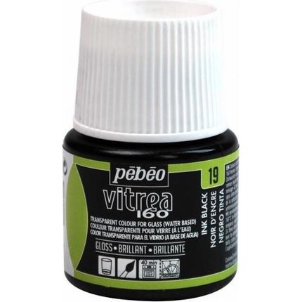 Pebeo, Künstlerfarbe + Bastelfarbe, Vitrea 160 Glänzendefarben (Tintenschwarz, 45 ml)