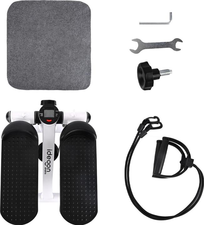Actual product image Ideoon Mini Stepper mit Trainingscomputer und Widerstandsbändern, max. 100 kg, 38 x 30 x 18 cm