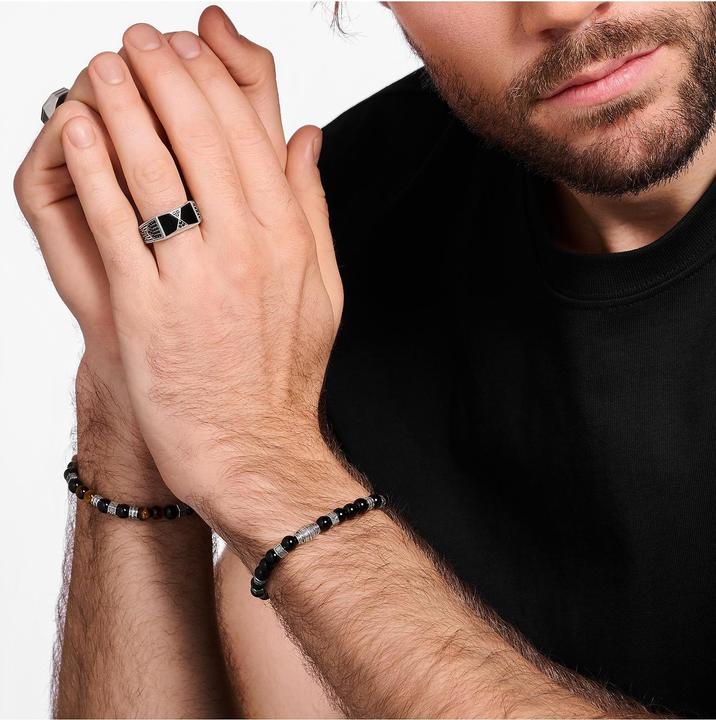 Image du produit Thomas Sabo Bague en argent avec onyx noir et pierres noires (64, Argent 925)