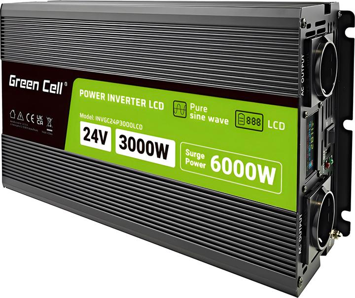 GreenCell Przetwornica LCD /6000W Czysty sinus z wywietlaczem