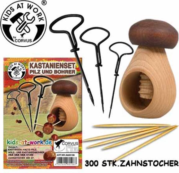 Actual product image Kids at work Chestnut set mushroom and drill