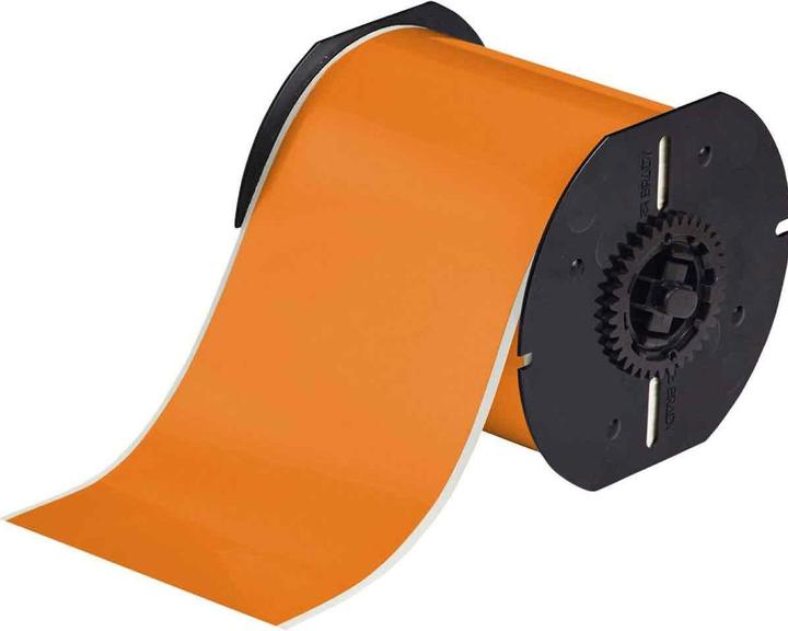 Actual product image Brady B30C-4000-569-OR, high performance polyester, orange, 101.6mm x 30.48m, permanent, continuous (1179 (10.16 cm)
