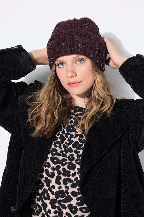 Image du produit Studio Untold Bonnet en maille côtelée à paillettes (Taille unique)