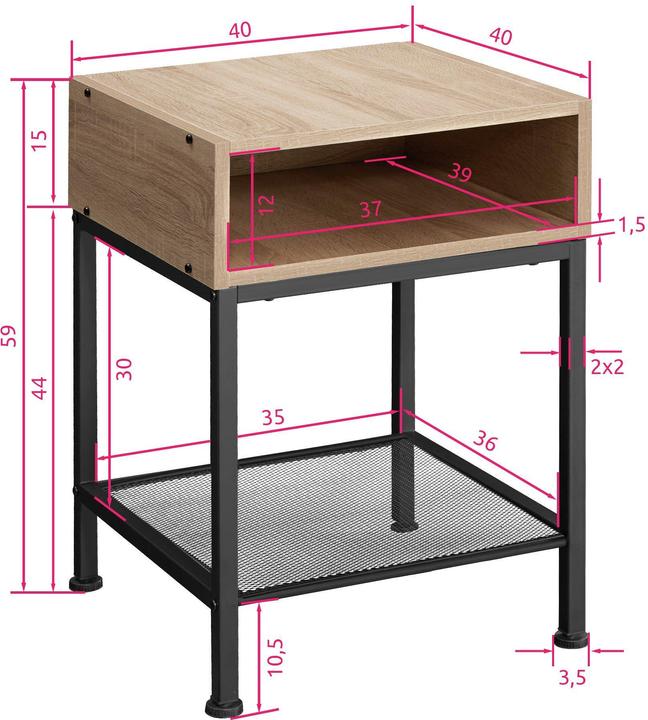 Immagine prodotto tectake Harlow (40,5 x 40,5 x 52,5 cm)