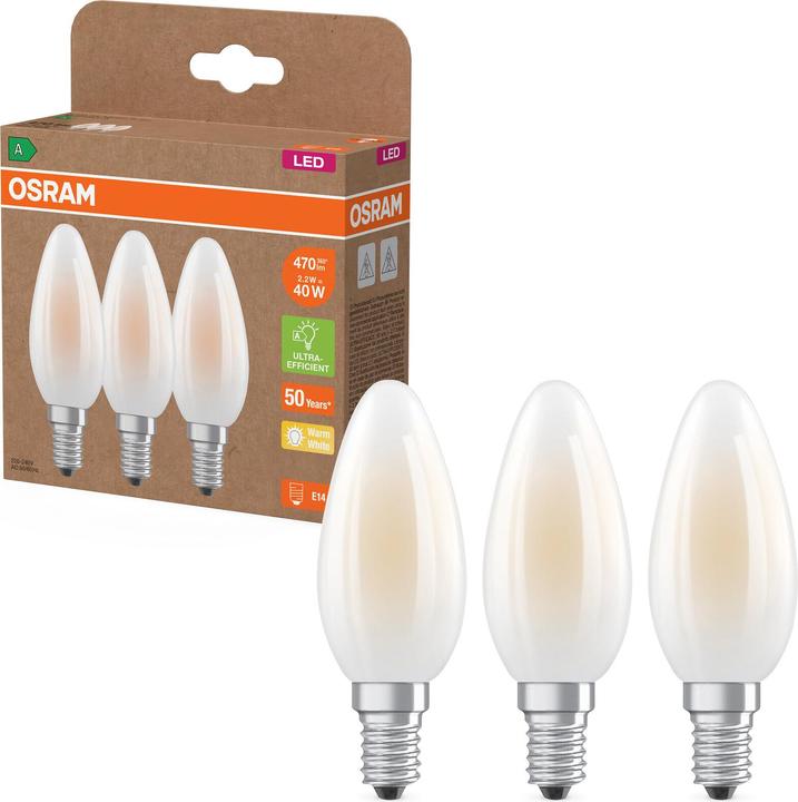 Osram OSR 854338694 - LED-Lampe E14 2.2 W 470 lm 2700 K frosted (E14, 470 lm, 30 x)