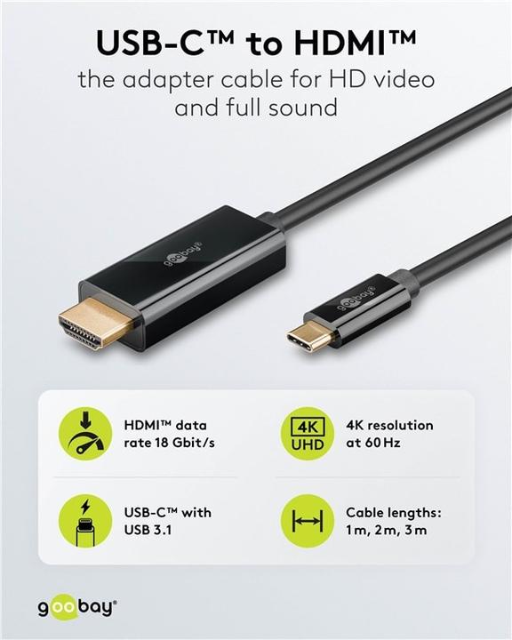 Produktbild Goobay HDMI – USB C (1 m, USB Typ C, HDMI, 2.0)