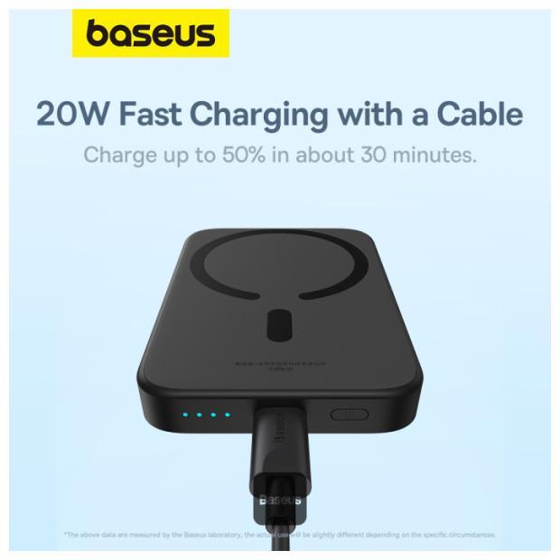 Actual product image Joyroom Mini Wireless PowerBank 20W Baseus (black) (6000 mAh, 20 W, 22.20 Wh)