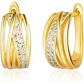 JVD, Ohrringe, - Elegant gold-plated hoop earrings with zircons SVLE2137XH2GO00