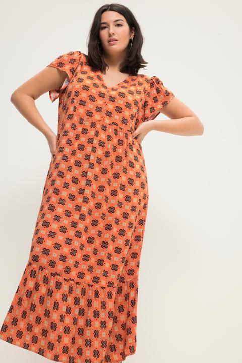 Immagine prodotto Studio Untold Abito maxi dal taglio svasato con stampa allover, scollo a V e mezze maniche ad aletta (50, 52)