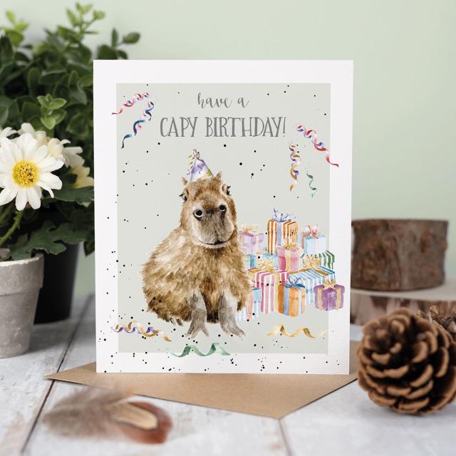 Actual product image Wrendale Design Geburtstagskarte - Capybara HAVE A CAPY BIRTHDAY Wrendale Designs