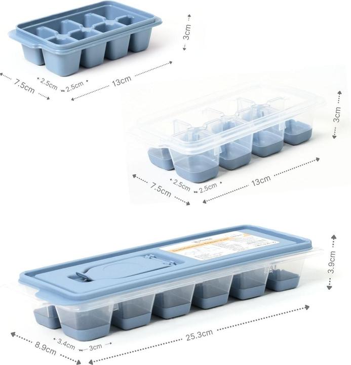 Produktbild B-Home 3er-Set Eiswürfelbehälter mit Deckel Eiswürfelformen