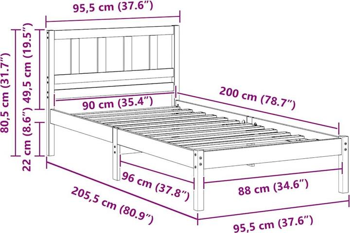 Produktbild vidaXL Plattformbett (90 x 200 cm)