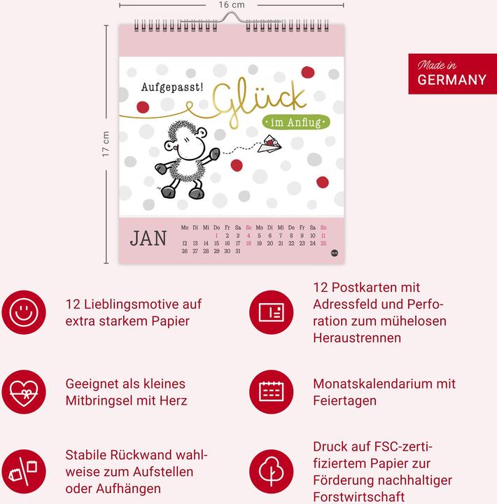 Produktbild sheepworld Postkartenkalender 2026 (16 x 17 cm, Harter Einband, Deutsch)