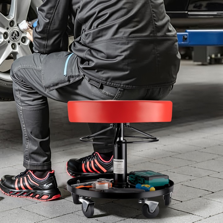 Immagine prodotto Wiltec XPOtool Rollhocker höhenverstellbar 40,5-53,5cm Drehhocker bis 150kg Hocker (150 kg)