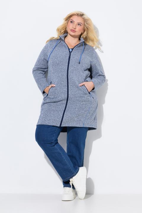 Produktbild Ulla Popken Strickfleecejacke, Stehkragen, längerer Schnitt, Zipptaschen (42, 44)