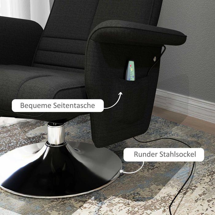 Actual product image Swisshandel24 Massagesessel mit Fusshocker, elektrischer Relaxsessel mit Liegefunktion Schwarz