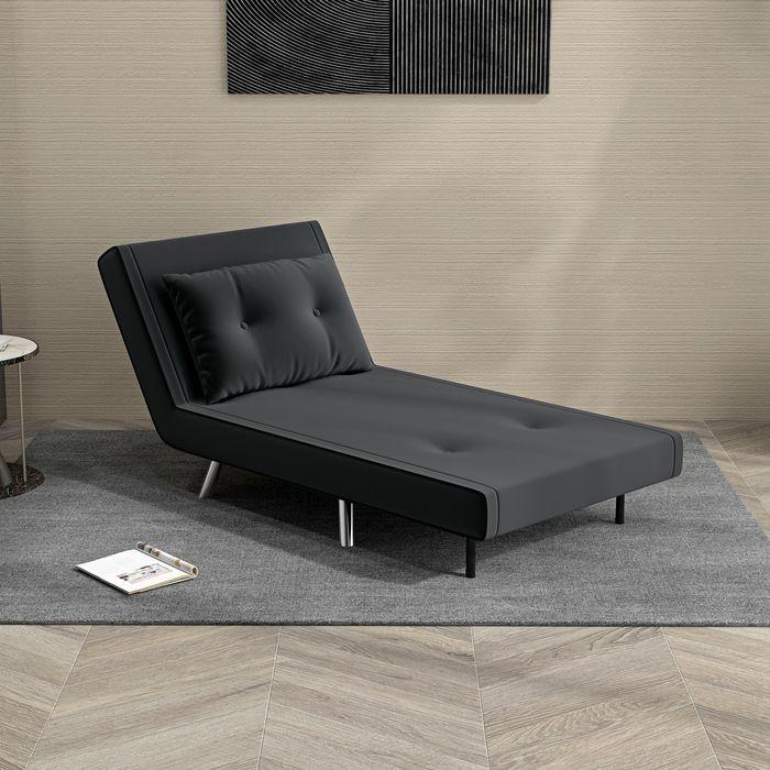 Produktbild Swisshandel24 Schlafsessel Kissen Gästebett Polstersofa Samt Schwarz 77x88x83cm