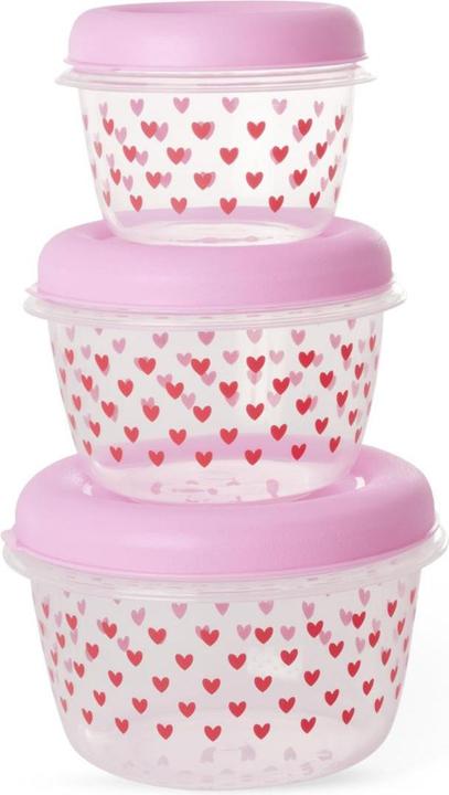 Rice Lebensmittelboxen rund - Hearts Print Pink - 3er Set (1.60 l)