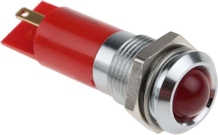 Produktbild RS PRO LED erhaben 14mm chrom 24Vdc HE rot