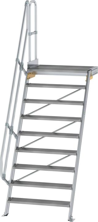 Produktbild Munk Treppe mit Plattform 60° Stufenbreite 1000 mm 9 Stufen Aluminium geriffelt (Gerüst, 100 cm)
