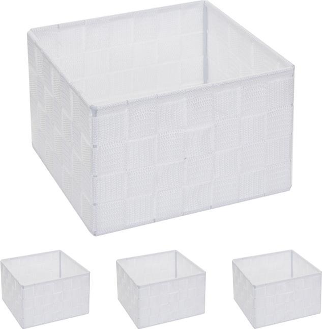 Swisshandel24 4x Storage Basket, Decorative Basket Basket Storage Shelf Basket Deco 12x19x19cm white (19 cm, 4x)