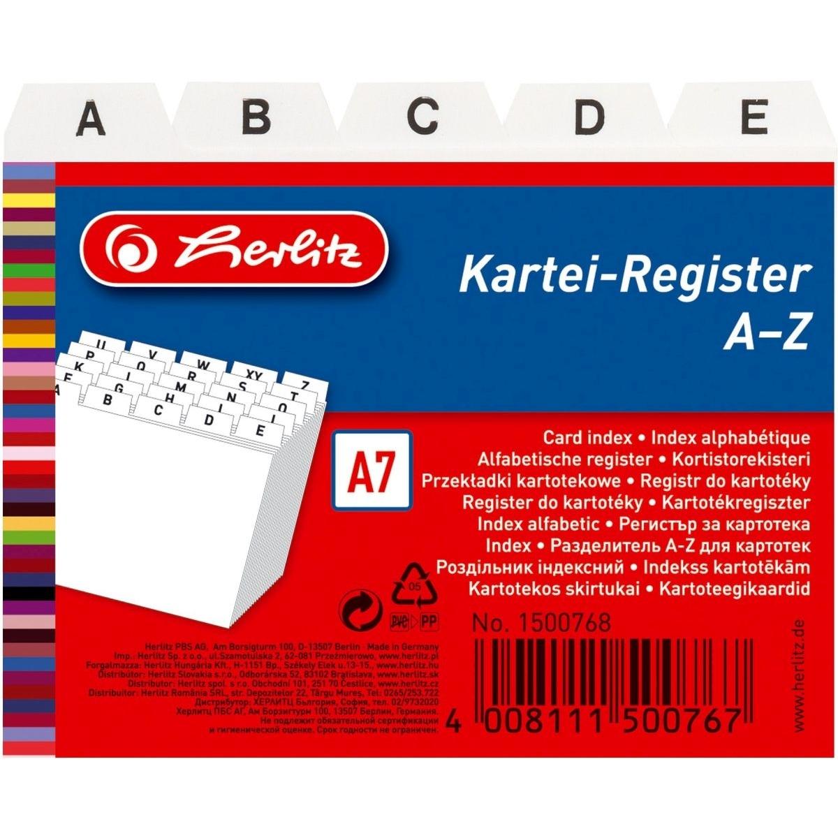 Herlitz, Karteikarten, Karteiregister A (A7, 25 x)
