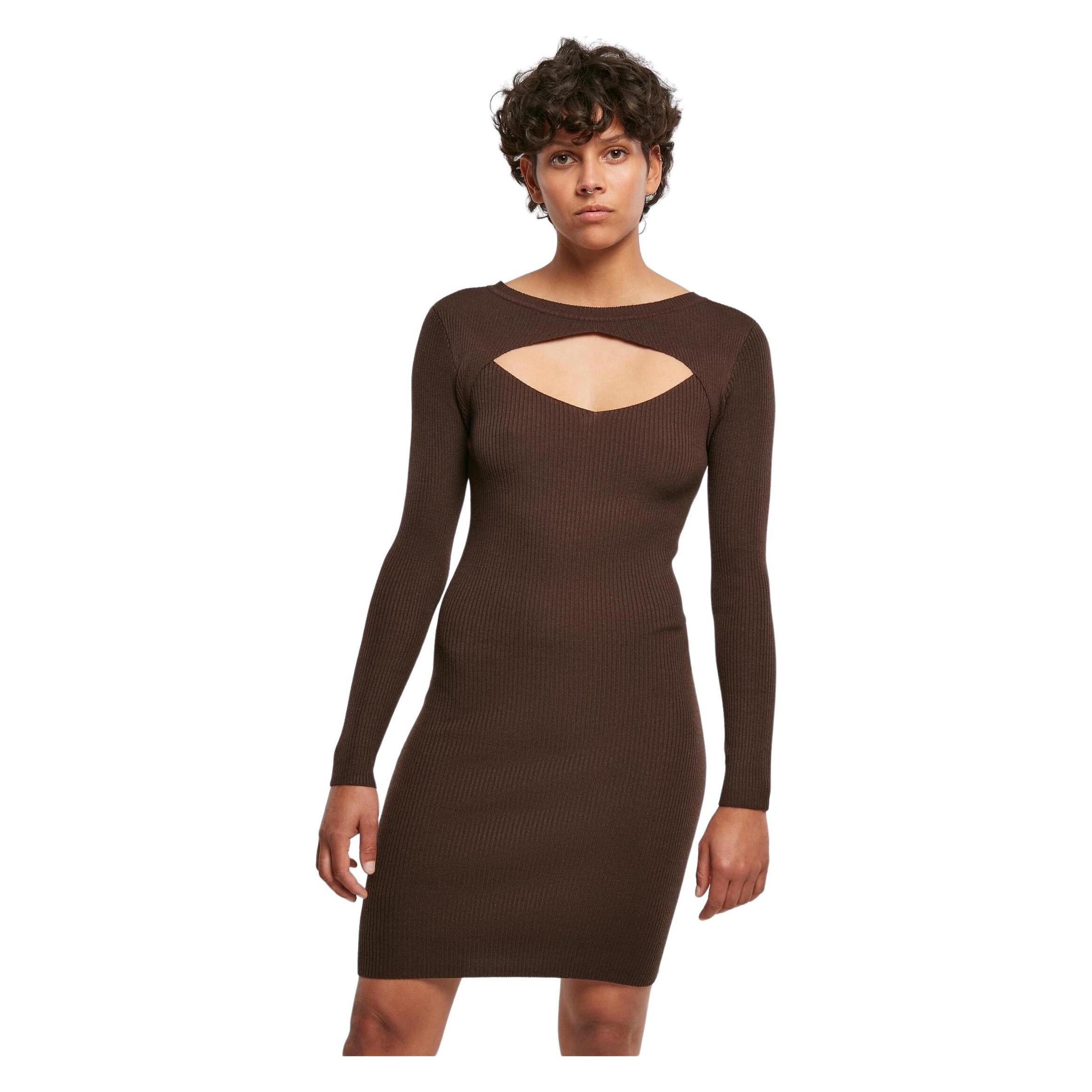 Urban Classics, Damen, Kleider, Ladies Cut Out Dress, Braun, (Xl)