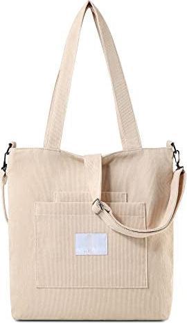 Only-Bags.Store Umhängetasche - Cord Umhängetasche Damen Handtasche, Shopper Henkeltasche für Büro Schule Einkaufen