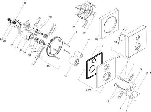 Produktbild Axor Citterio Thermostat Unterputz mit Ab-/Umstellventil, Kreuzgriffe, 2 Verbraucher