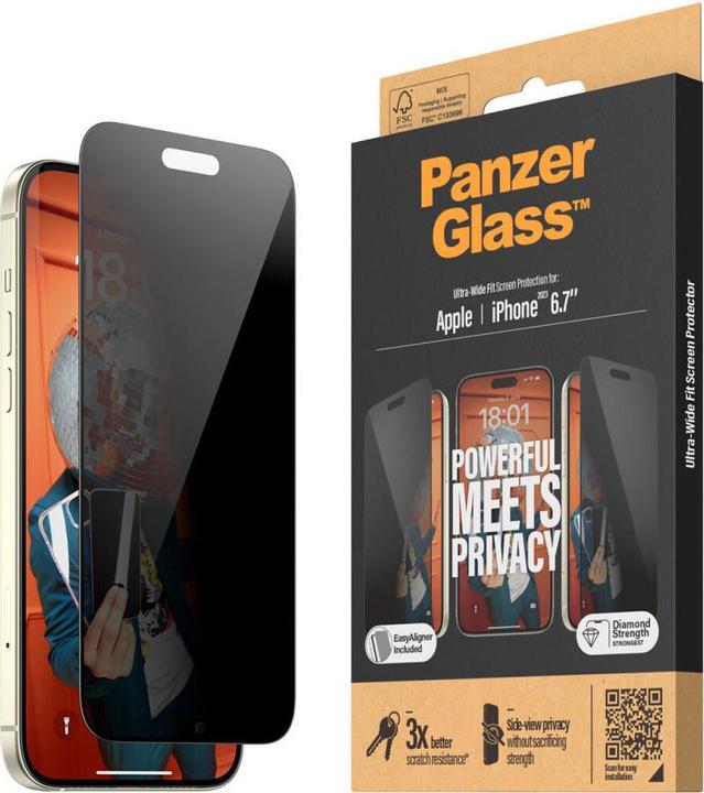 Produktbild PanzerGlass Privacy Screen Protector Ultra-Wide Fit (1 Stück, Apple iPhone 15 Plus)