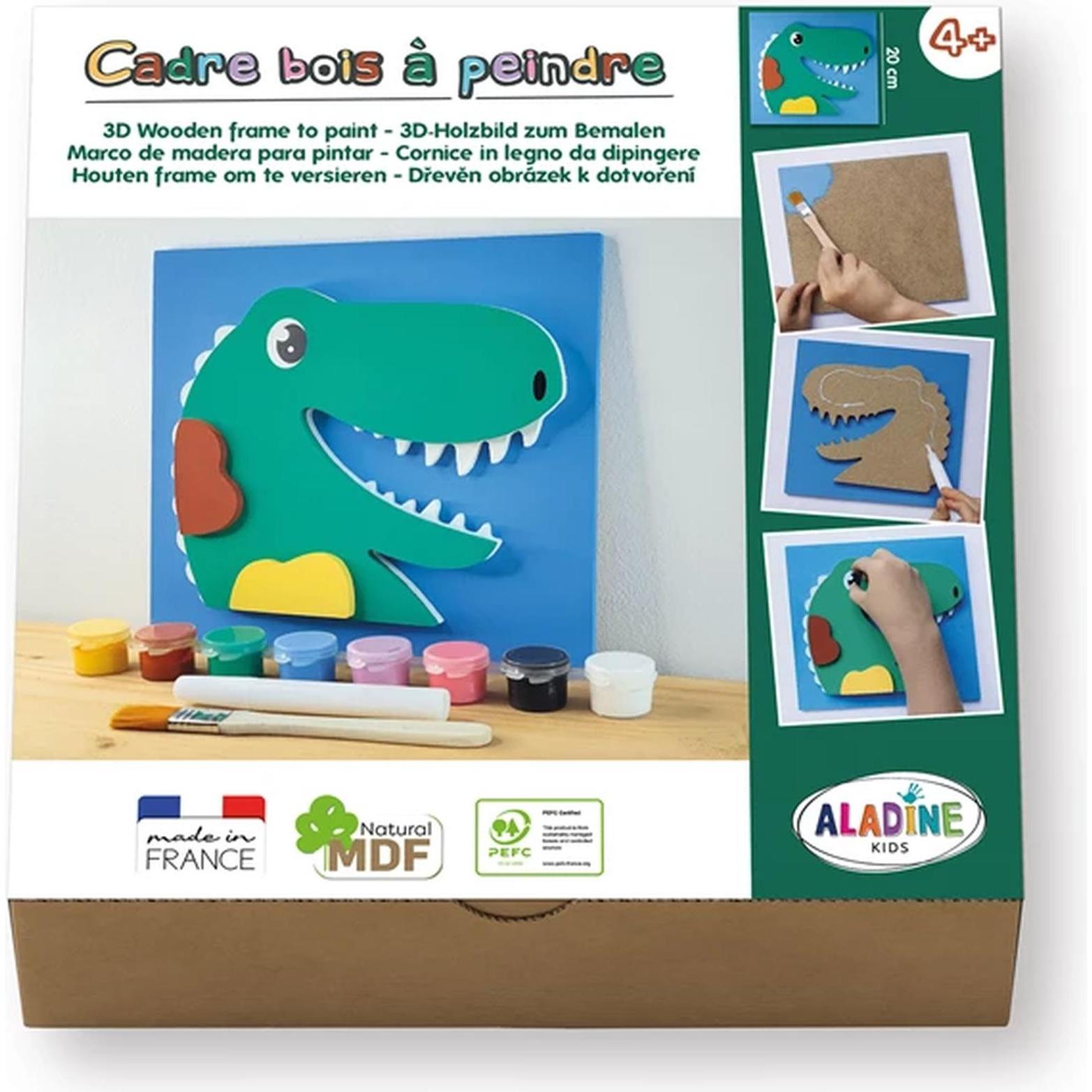 Aladine Quadro in legno 3D per dipingere i dinosauri
