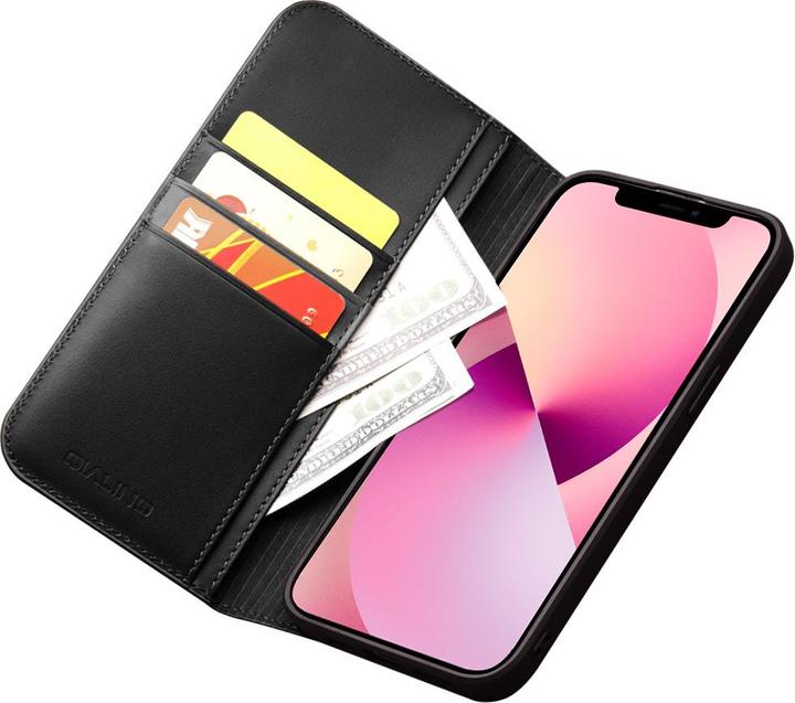 Actual product image QiAlino Fourre Flip cuir véritable mat (Apple iPhone 15)
