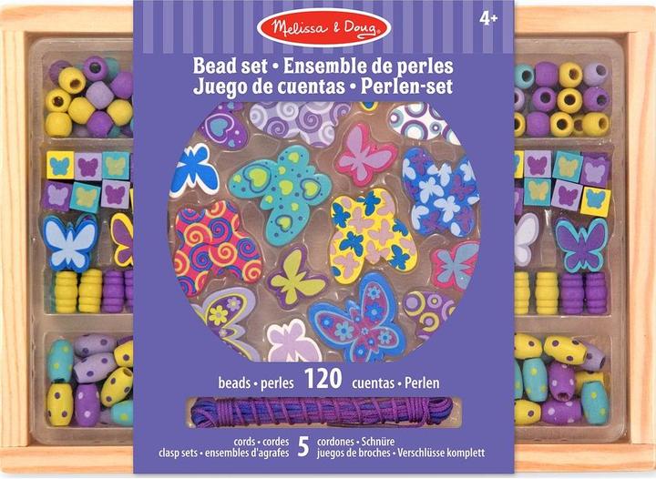 Productafbeelding Melissa & Doug OFFRET PERLES BOIS AMIS PAPILLONS 120ST (FR-DE-EN-ES)