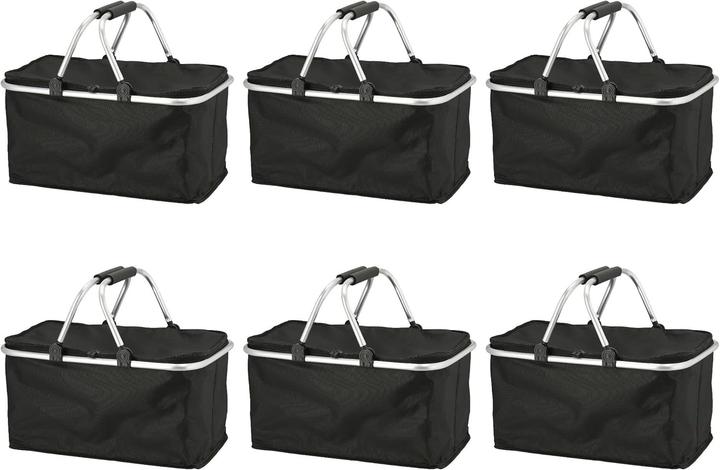 Image du produit Novaliv 6x Einkaufskorb faltbar mit Kühlfunktion 30 Liter SCHWARZ Isolierkorb mit gepolsterten Trage