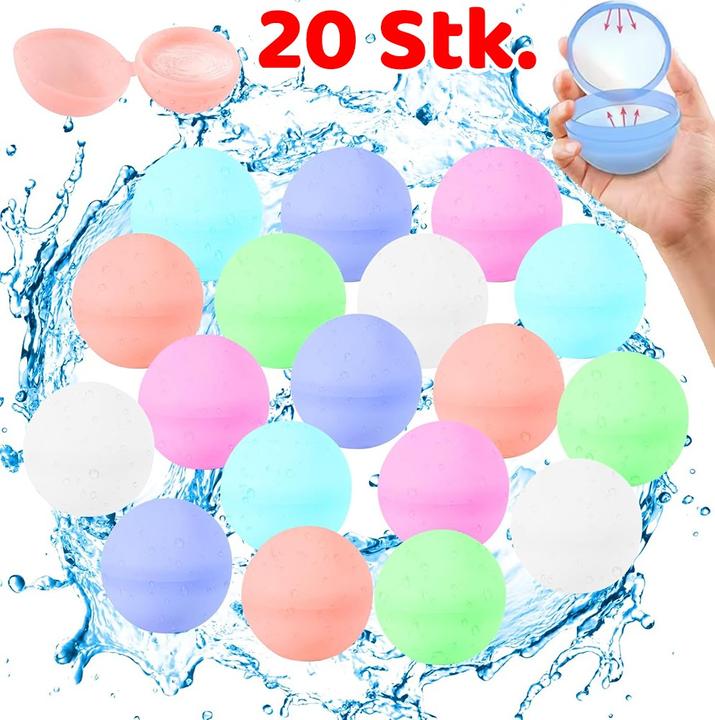 Produktbild Splash & Fun Silikon Wasserbombe, wiederverwendbare Wasserbälle, 20 Stück (20 x)