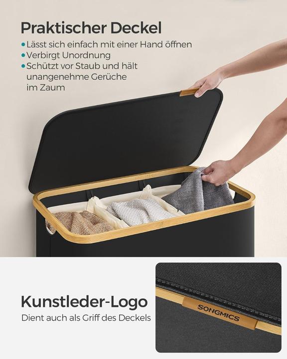Image du produit Songmics Panier à linge Collecteur de linge 3 compartiments (150 l)