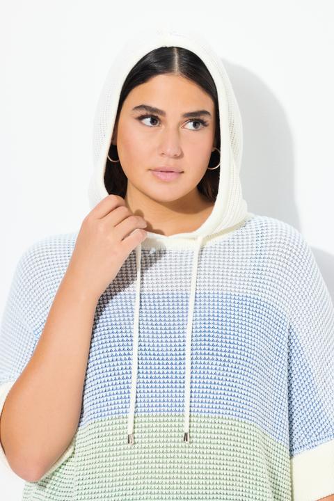 Immagine prodotto Ulla Popken Pullover con righe, cappuccio e mezze maniche (50, 52)