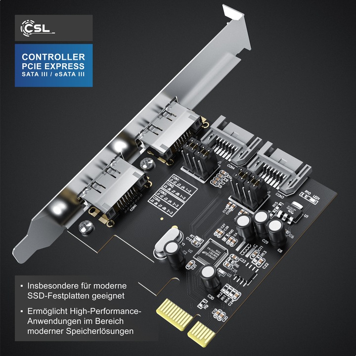 Image du produit CSL Carte d'interface PCI Express pour SATA III / eSata III