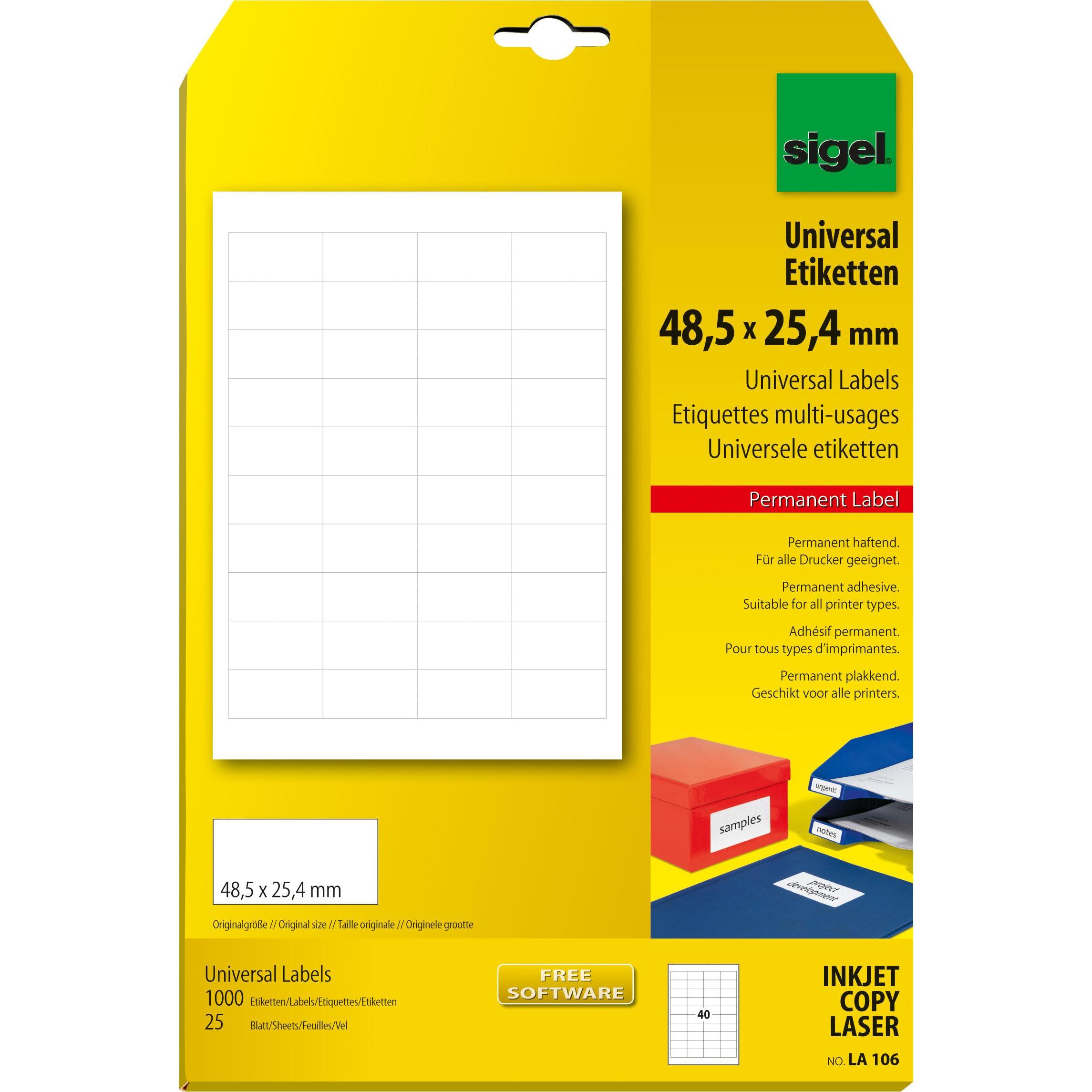 Sigel, Etiketten, Universal
