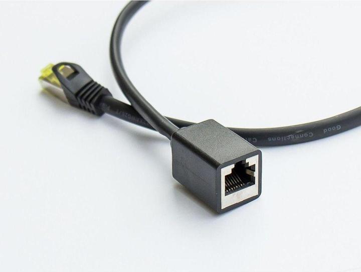 Actual product image Varia SO-37001 - RNS patch cable extension with latching nose protection, Cat. 6, SFTP, PiMF, black, 0.5m (S/FTP, CAT6, 0.50 m)