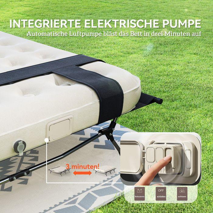Actual product image Swisshandel24 Feldbett Campingbett mit Luftmatratze Pumpe 200 x 153 cm belastbar bis 200 kg
