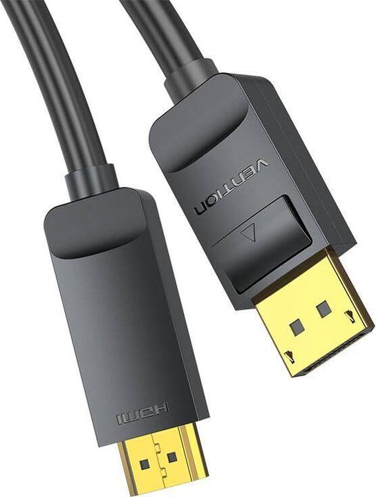 Produktbild Vention 4K DisplayPort zu HDMI 2.0 Kabel, schwarz - 3m (3 m, DisplayPort, 1.4)